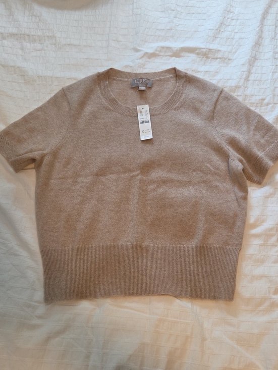 J. Crew Sweaters - J. Crew Short-Sleeve Cashmere Crewneck Sweater in Light Taupe